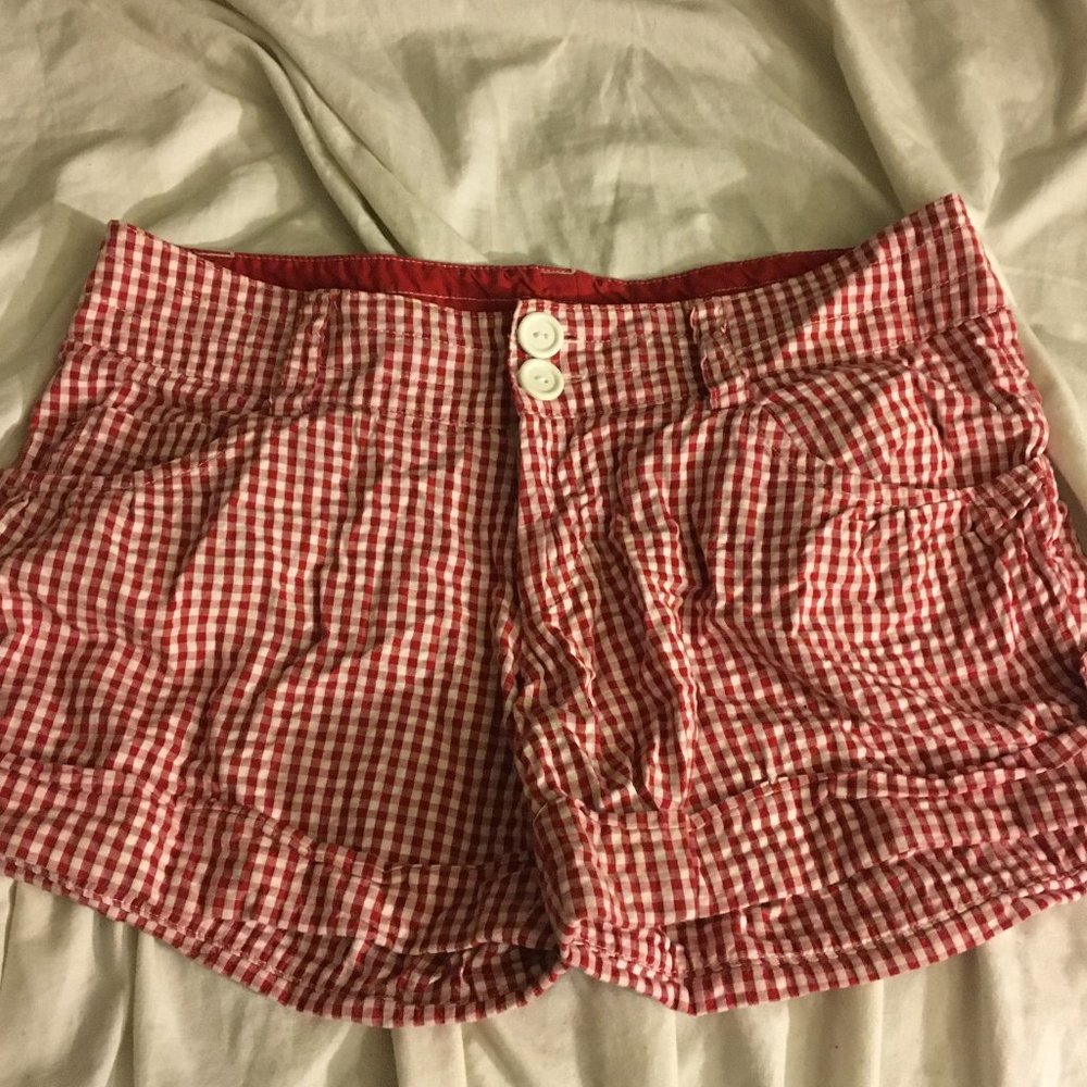 Red and White Plaid Shorts